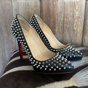 Christian Louboutin Black w Silver Spiked Pigalle Pumps